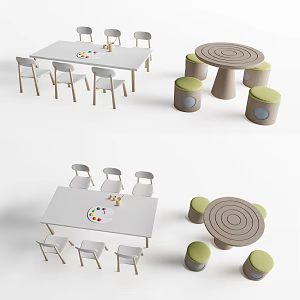Modern Children's Tables and Chairs Kindergarten Tables and Chairs 3d model