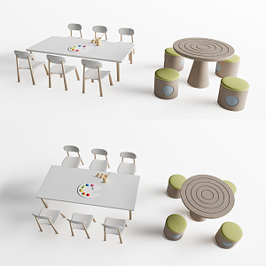 Modern Children's Tables and Chairs Kindergarten Tables and Chairs 3d model