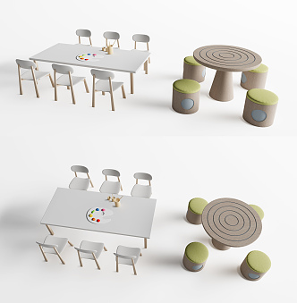 Modern Children's Tables and Chairs Kindergarten Tables and Chairs 3d model