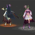 Fantasy Characters And Magical Creatures In Elegant Outfits With Dynamic Stances And Mythical Elements 3d model