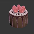 Delicious Chocolate Cake Topped With Fresh Strawberries Whipped Cream And Chocolate Drizzle On Sides