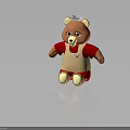 Cute Teddy Bear Shaped Kids Chair With Red And Beige Design And Grey Hair Details