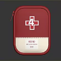 Red First Aid Kit With White Cross And Emergency Medical Supplies