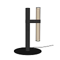 Modern Table Lamp Design With Black Metal Frame LED Light Tubes and Circular Base