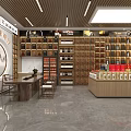 Bright Tobacco and Liquor Store Interior With Wooden Shelves Displaying Liquor Bottles And Tobacco Products