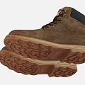 Brown Leather Work Boots with Lace Up Design Thick Sole and Sturdy Toe 3d model