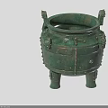 Ancient Bronze Landscape Sculpture With Intricate Carvings Three Legs And Decorative Handles