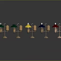 Colorful Assorted Candle Lamps With Colored Shades And Metal Bases Decorative Design