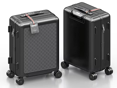 Black Hard Shell Suitcases With Honeycomb Texture Straps And Rolling Wheels 3d model
