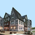 Aerial Planning of Community Area with Red Brick Buildings Parking Lot Road and Green Trees