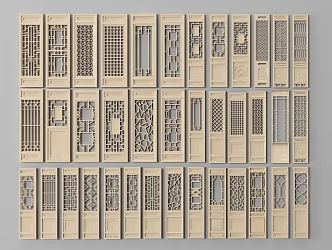 Chinese-style double-door wooden door 3d model