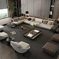 Modern Living Room Sofa And Coffee Table Set With Armchairs Rug And Floor Lamp