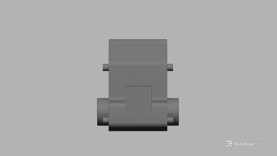 Gray 3D Model Mechanical Component With Rectangular Body And Cylindrical Parts 3d model