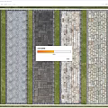 Decorative Garden Pathway Design With Various Stone Pavements And Green Grass Strips