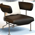 Modern Leisure Chair In Black White Leather With Metal Frame And Accent Pillow