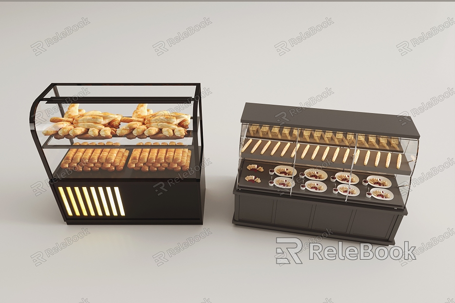 Dessert Bakery Showcase Cake Shop Shelf Showcase Container model