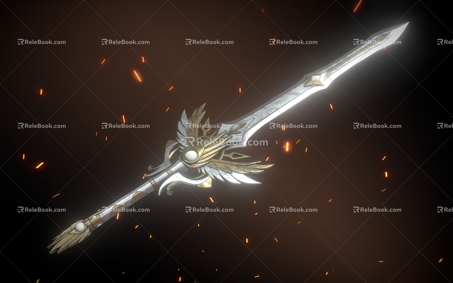 Long Sword Sword Wing Blade Sword Fantasy Long Sword 3d model