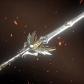 Legendary Sword With Golden Wing Design Silver Blade And Orange Light Effects 3d model