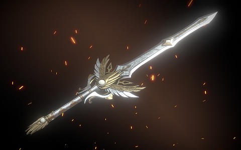 Long Sword Wing Blade Sword Fantasy Long Sword 3d model