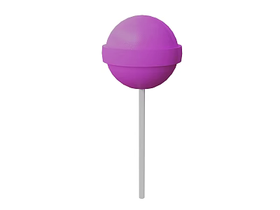 Sweet Round Purple Lollipop With White Stick And Vibrant Colorful Design 3d model