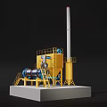 Large Scale Industrial Rotary Drum Equipment with Yellow Frame and Blue Cylinder