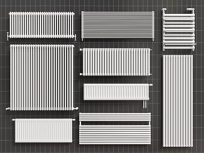 Various Modern Radiator Designs In White For Home Heating Systems 3d model