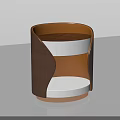 Modern Brown And White Curved Bedside Table With Two Tier Storage Design