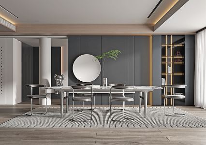 Modern Restaurant Dining Table and Chair Combination 3d model