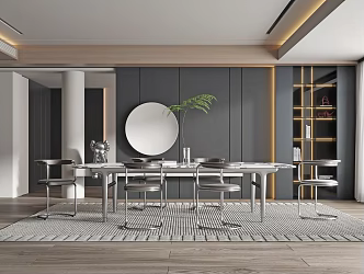 Modern Restaurant Dining Table and Chair Combination 3d model