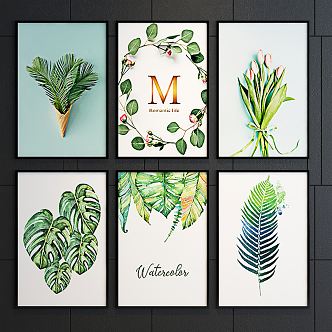 Nordic Plant Painting Decorative Painting Combination Hanging Painting Decorative Painting 3d model