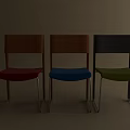 Modern Dining Chairs With Wooden Backrests Colorful Seats And Metal Legs