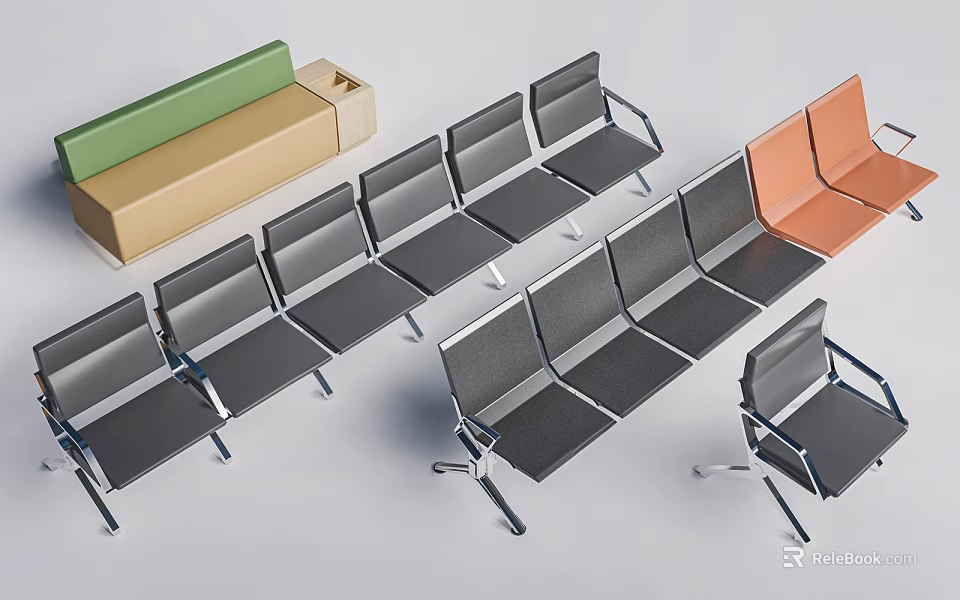 Modern Public Chairs With Multiple Colors And Metal Frames For Waiting Areas 3d model 