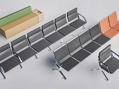 Modern Public Chairs With Multiple Colors And Metal Frames For Waiting Areas 3d model