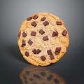 Freshly Baked Chocolate Chip Cookie With Chocolate Chunks On Dark Surface And Reflection 3d model