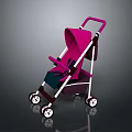 Lightweight Pink Baby Stroller with Foldable Design and Smooth Rolling Wheels