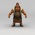 Muscular Man 3D Model With Ornate Tunic Brown Apron Wrist Guards And Boots