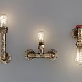 Vintage Industrial Metal Pipe Wall Sconces With Exposed Bulbs And Retro Design