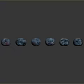 Fresh Shiny Blueberries Arranged in a Curve on Gray Background