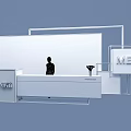 Exhibition Entrance with Large Screen MEB HI-WIN Logos and Modern Booth Design