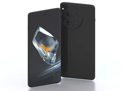 Black Smartphone With Rear Camera Setup And Front Diamond Display Design 3d model