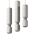 Modern Textured Linen Pendant Lights With Curved Cylindrical Design For Interior Spaces