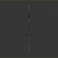 Futuristic Mechanical Spear Weapon With Metal Structure And Red Accent Details