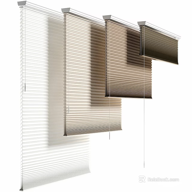 Modern Layered Window Blinds In Neutral Tones For Stylish Home Interior Design 3d model 