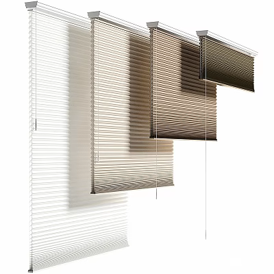 Modern Layered Window Blinds In Neutral Tones For Stylish Home Interior Design 3d model