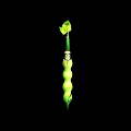 Unique Green Bean Shaped Weapon Featuring Leaf On Top And Golden Decorative Ring 3d model