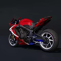 Red Sport Motorcycle With Sleek Design Black Seat And Silver Wheels
