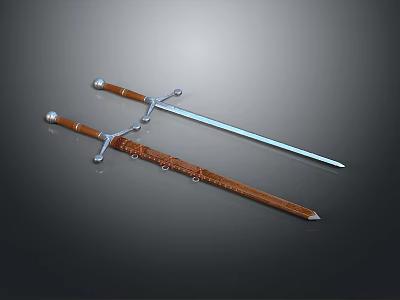 double sword scabbard sword 3d model