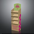 Light Brown Display Shelf with Multiple Shelves Pink Dots Top Sign for Handmade Dessert Biscuits
