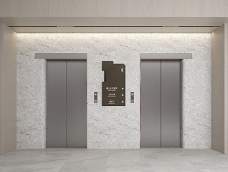 modern elevator door elevator hall elevator aisle 3d model