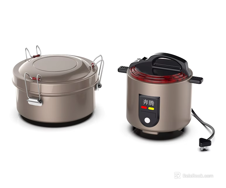 Modern Kitchen Appliances With Electric Rice Cooker And Food Steamer For Household Use 3d model 